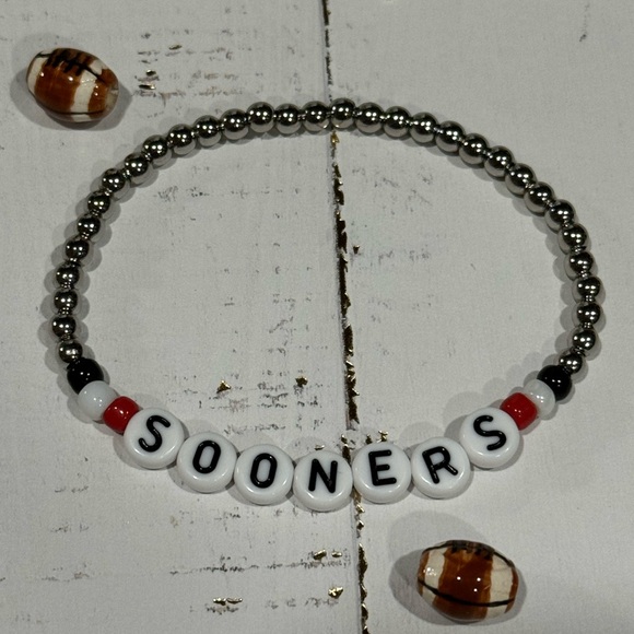 Silver Plated OU Sooners Football Bracelet - Picture 3 of 5